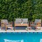 4Pcs Wooden Patio Furniture Set Table And Sectional Sofa Garden